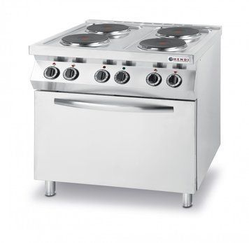 Плита электрическая Hendi 4-х конфорочная Kitchen Line с электрическим конвекционным жарочным шкафом GN 1/1 225936